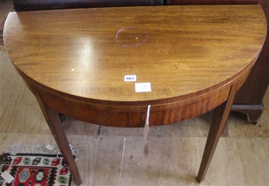 Edwardian Georgian style mahogany folding top demi-lune card table